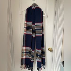 Brand New Mark & Graham Italian Plaid Blanket Scarf in Navy-Camel (no monogram)